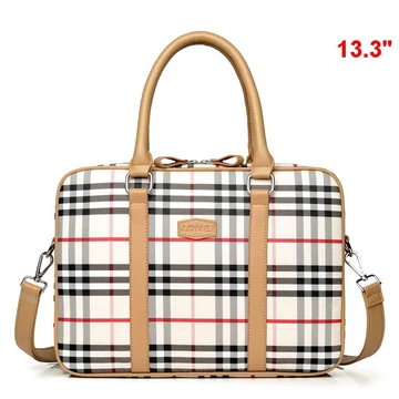 MBC 13.3" notebook táska csíkos-kockás mintával bézs alapon aa-001195