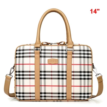 MBC 14" notebook táska csíkos-kockás mintával bézs alapon aa-001194