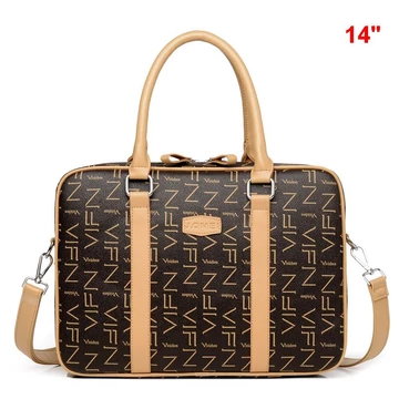 MBC 14"  notebook táska feliratos mintával barna alapon aa-001192