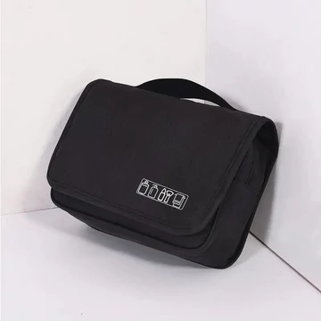 Ajtóra akasztó, kinyitható, vízálló unisex kozmetikai táska fekete aa-001758
