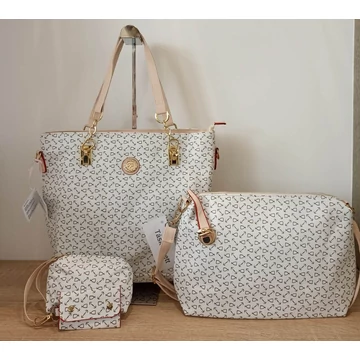 Aprómintás női 3in1 táska szett válltáska, oldaltáska, neszeszer fehér aa-001211