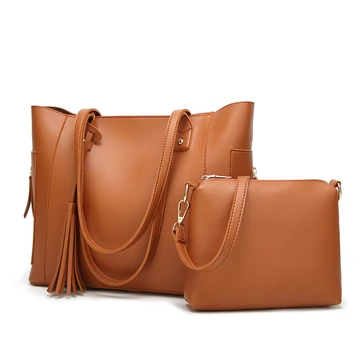 Női táska szett nagy méretű válltáska, oldalt cipzáros zsebbel,oldaltáska barna aa-001561