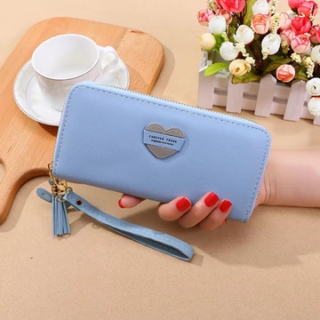 Forever Young női nagy pénztárca szivecskés világos világoskék aa-001301