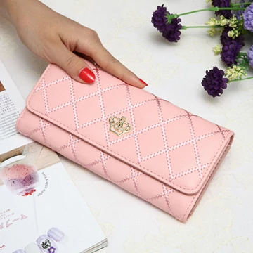 MBC női nagy steppelt varrásos pénztárca koronával világos rózsaszín aa-001316