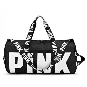 Pink multifunkciós sporttáska vízszintes pink felirattal, feliratos pánttal fekete aa-000190