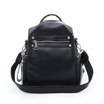 Elegáns, közepes méretű női divathátizsák, külső cipzáros zsebbel fekete aa-001741