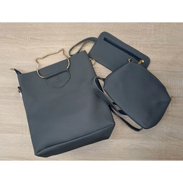 Cat női műbőr kézitáska és egy kis válltáska szett 3 darabos sötétszürke aa-001662