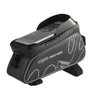 Bringamax Frame Bag UP600 kemény kerékpáros felsőváztáska 6" telefonzsebbel fekete-szürke bmtask0017