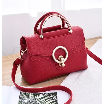 April kisméretű kézitáska válltáska kör alakú csattal tűzpiros aa-001681