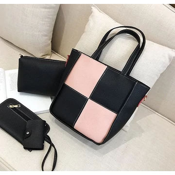 Judy női műbőr kézitáska és válltáska szett 4 darabos rózsaszín aa-001628