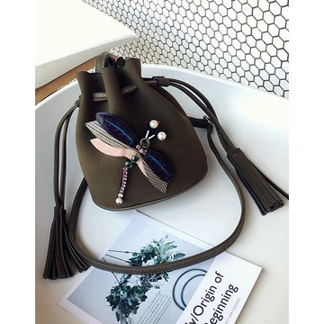 Dragonfly egyedi szövet tarisznyatáska válltáska szitakötő mintával zöld aa-001946