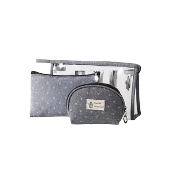 Átlátszó kozmetikai táska 3in1 korona mintás szürke aa-001994
