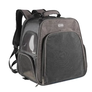 PetCARE BP800 közepes méretű bővíthető kisállathordozó hátizsák szürke