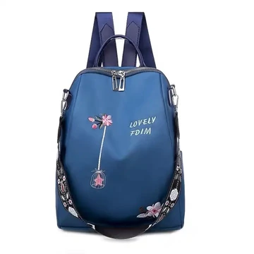 Camil közepes méretű női hátizsák hímzett virágmintával smaragdzöld aa-002037