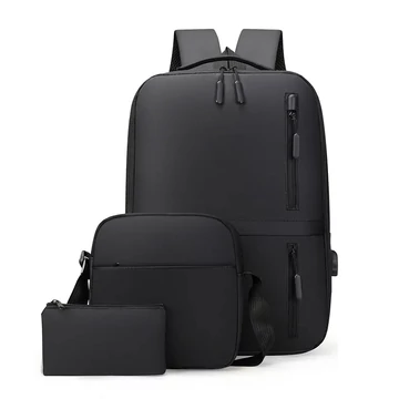 MBC Oakville 3in1 elegáns minimalista férfi hátizsák+keresztpántos táska fekete aa-002553