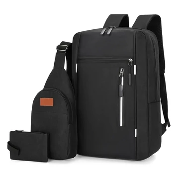 MBC Yarbo 3in1 elegáns minimalista férfi hátizsák+keresztpántos hátizsák fekete aa-002550