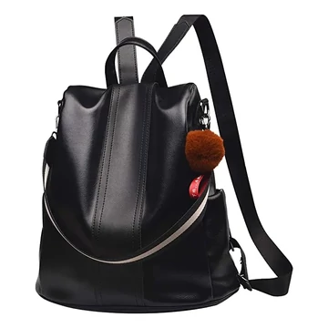 Vízálló, közepes méretű női vegánbőr divathátizsák fekete aa-002068