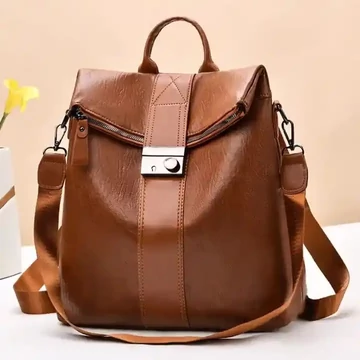 Melody elegánsan sportos női vegánbőr hátizsák visszahajtható felső résszel barna aa-002083