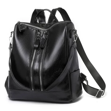 Rosalie közepes méretű PU bőr női divat hátizsák fekete aa-002157