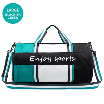 Enjoy Sports A8236 Large háromszínű sporttáska, cipőtartóval, fekete-fehér-zöld aa-002093