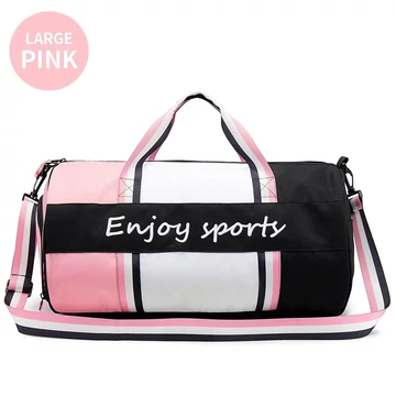 Enjoy Sports A8236 Large háromszínű sporttáska, cipőtartóval, fekete-fehér-pink aa-002091