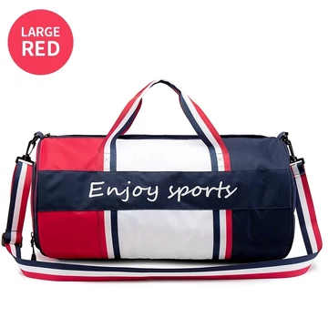 Enjoy Sports A8236 Large háromszínű sporttáska, cipőtartóval, fekete-fehér-piros aa-002090