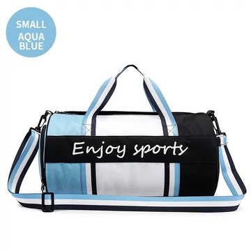 Enjoy Sports A8236 Small háromszínű sporttáska, cipőtartóval, fekete-fehér-kék aa-002087