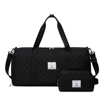 Enjoy Sports A8905-T3 nagy multifunkciós edző és sporttáska cipőtartóval + neszeszer steppelt fekete aa-002182