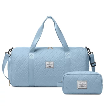 Enjoy Sports A8905-T3 nagy multifunkciós edző és sporttáska cipőtartóval + neszeszer steppelt világoskék aa-002183