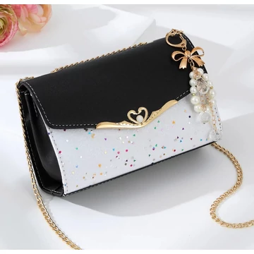 Lola női divatos kis méretű keresztpántos válltáska telefontáska fekete aa-002804