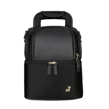 L&D CB005 Két rekeszes nagy thermo uzsonnatáska oldaltáska zsebekkel fekete aa-002406