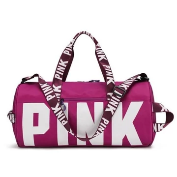 Pink multifunkciós sporttáska vízszintes pink felirattal, feliratos pánttal lila aa-001713