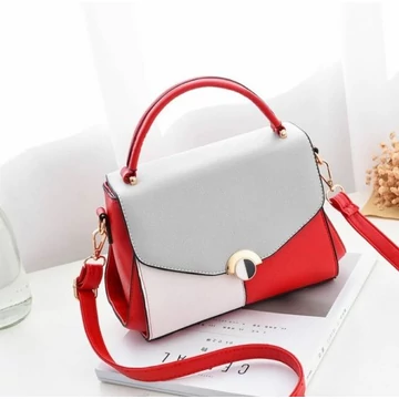 Amy közepes méretű kézitáska válltáska 3 színű első résszel piros-szürke-fehér aa-001694