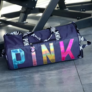 Pink multifunkciós sporttáska vízszintes színes pink felirat sötétkék aa-001776