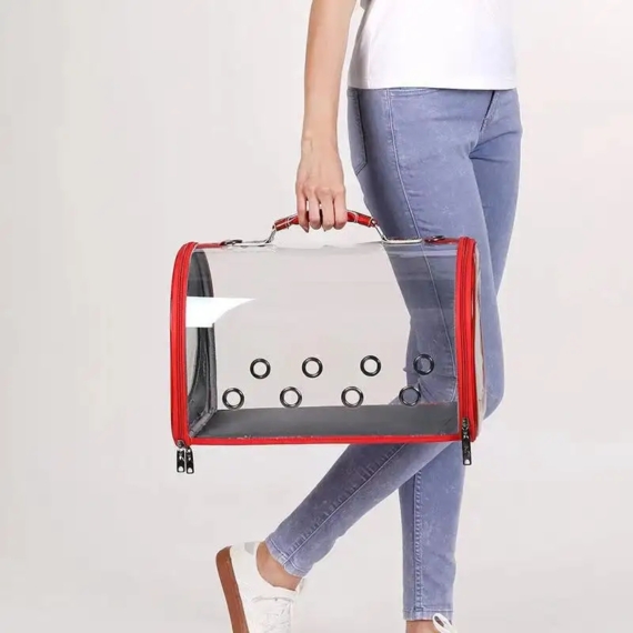 PetCARE TSK-300 átlátszó kisállathordozó táska piros