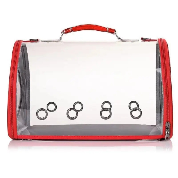 PetCARE TSK-300 átlátszó kisállathordozó táska piros