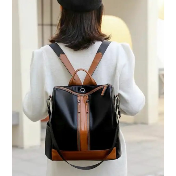 Teea közepes méretű női hátizsák dupla cippzárral fekete aa-002035
