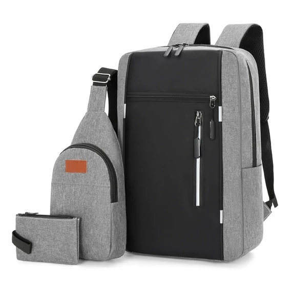 MBC Yarbo 3in1 elegáns minimalista férfi hátizsák+keresztpántos hátizsák szürke aa-002551