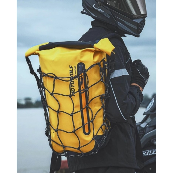 Motowolf 0714 nagy méretű vízhatlan motoros táska hátizsák sárga aa-002346