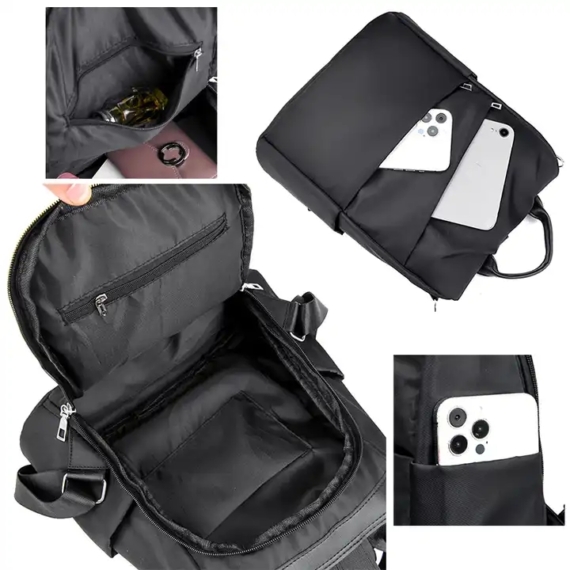 Charlotte közepes méretű női divat hátizsák válltáska lopásgátlós zsebbel fekete aa-002172