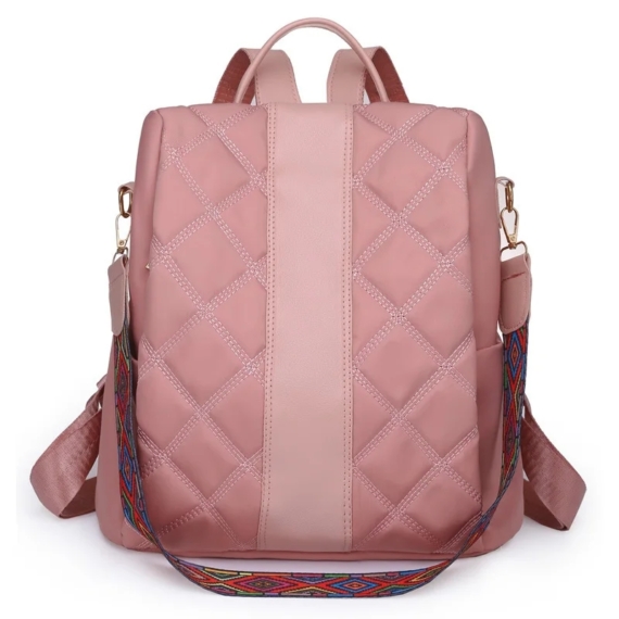 Allison közepes méretű sportos női hátizsák steppelt mintával és mintás pánttal pink aa-002081
