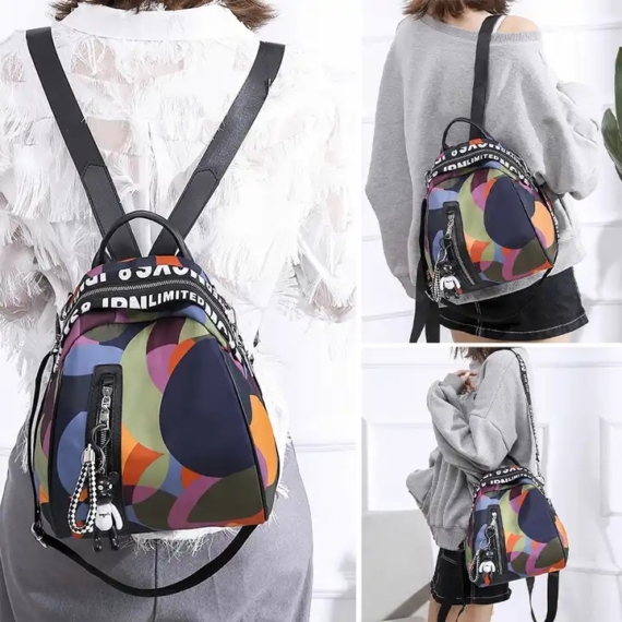 Zata közepes méretű színes vagány női divat hátizsák feliratos vállpánttal aa-002164