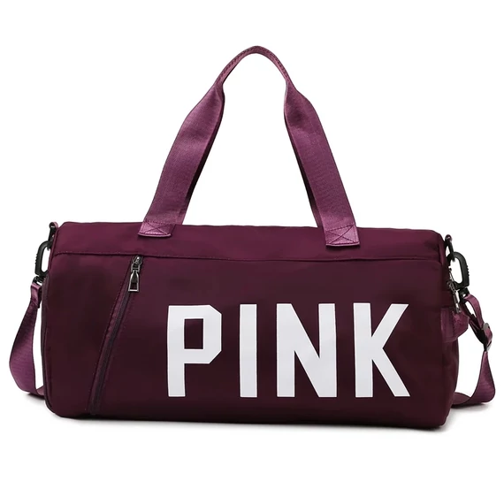Pink HC-9018 multifunkciós sporttáska vízszintes pink felirattal, feliratos pánttal sötétlila aa-002717
