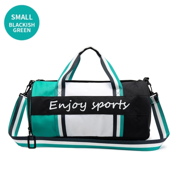Enjoy Sports A8236 Small háromszínű sporttáska, cipőtartóval, fekete-fehér-kék aa-002087