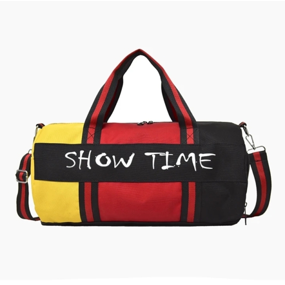 Show Time háromszínű sporttáska, cipőtartóval, fekete-piros-sárga aa-002085