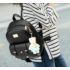 Kép 2/4 - Divatos női hátizsák + kistáska és kulcstartó négyzetes dísszel fekete aa-001162