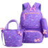 Kép 1/6 - Gyermek hátizsák 3in1 szett, színes szivecske mintás alul díszlogóval lila aa-000144