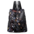 Kép 1/9 - Amira közepes méretű PU bőr női divat hátizsák toll mintával fekete aa-002337